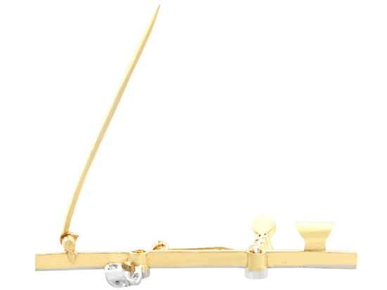 Diamond and Pearl Bar Brooch open