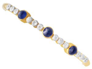 Victorian Sapphire Diamond Yellow Gold Bangle