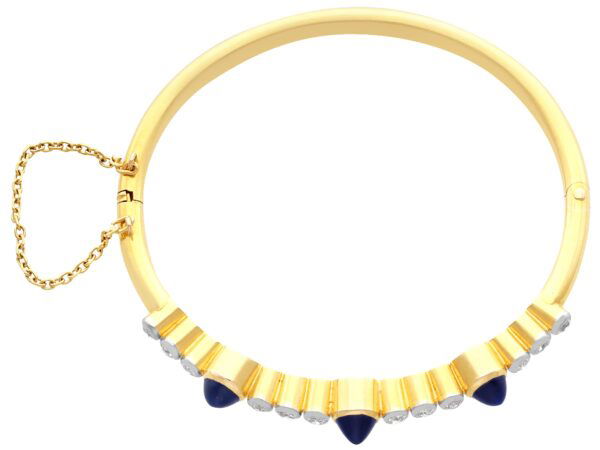Antique Sapphire Diamond Gold Bangle