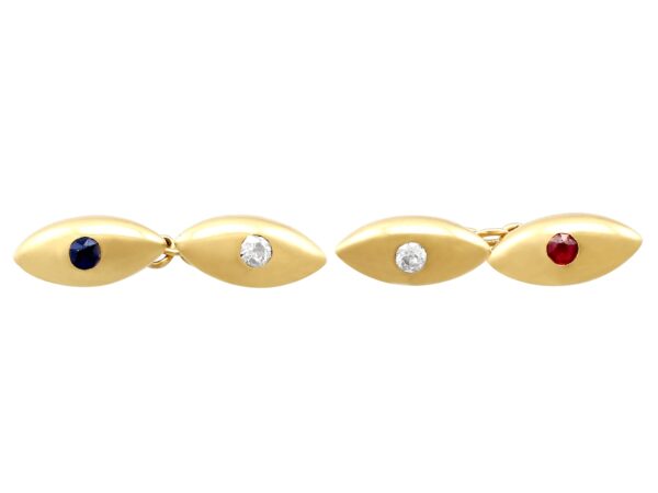 diamond sapphire and ruby cufflinks