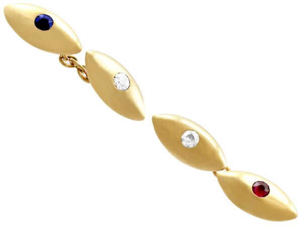 gold diamond sapphire and ruby cufflinks
