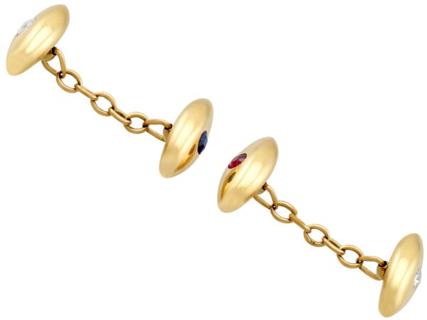chain link diamond sapphire and ruby cufflinks
