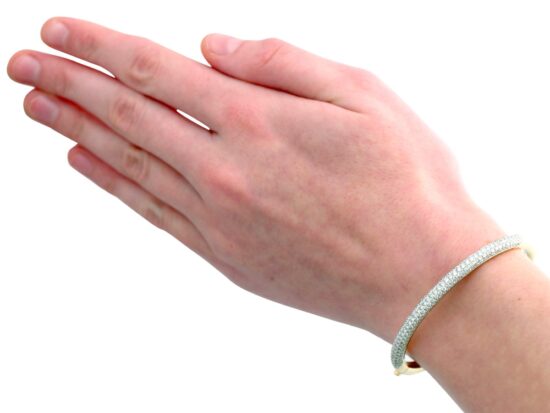 Diamond Yellow Gold Bangle On Wrist