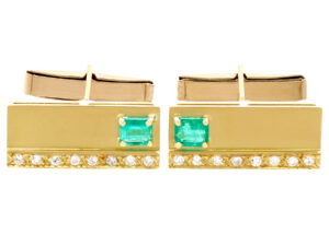 gold emerald and diamond cufflinks