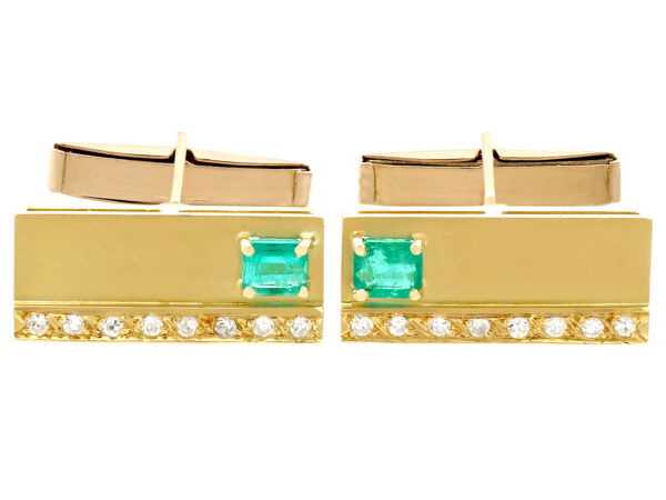 gold emerald and diamond cufflinks