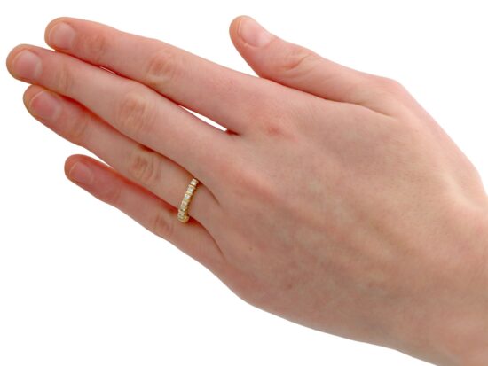 wearing Yellow Gold Full Diamond Eternity Ring