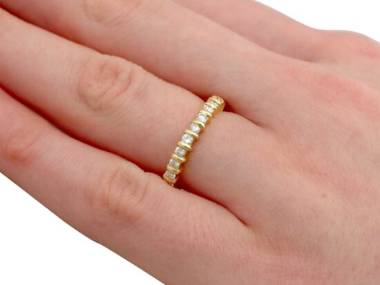Yellow Gold Full Diamond Eternity Ring on hand