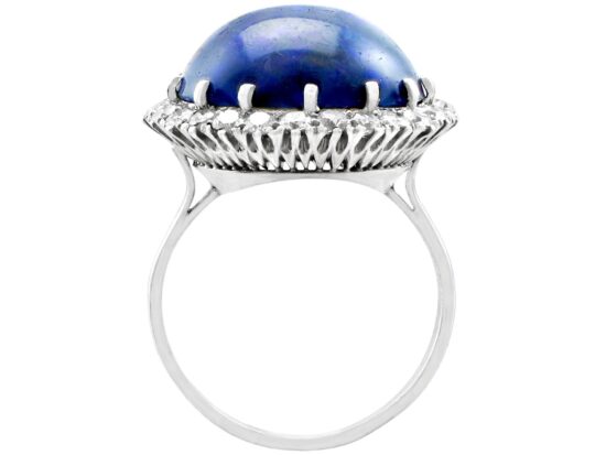 Antique 7.20ct Black Opal and 0.78ct Diamond, Platinum Dress Ring