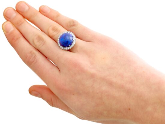 1930s Black Opal Dress Ring On Hand