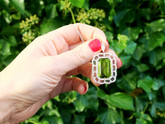 Antique Peridot Pendant in Yellow Gold outside