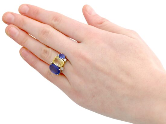 Sapphire Ring Worn On Hand