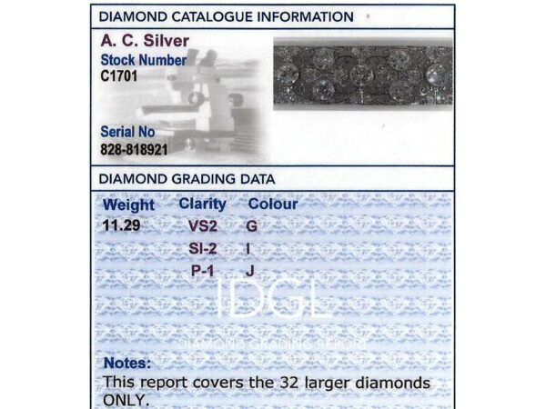 Diamond Bracelet Grading card