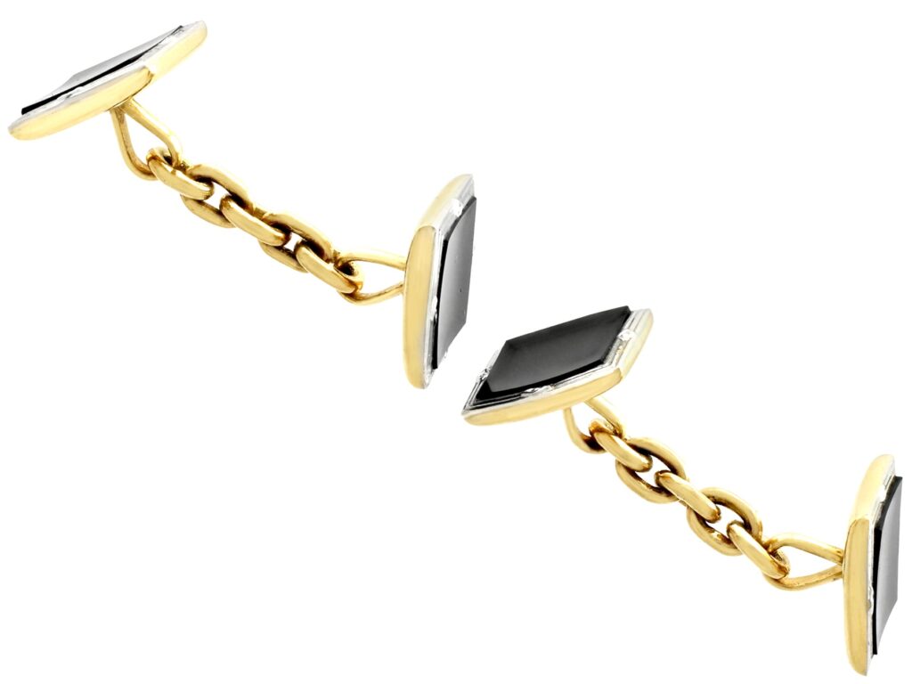 Gold Art Deco onyx cufflinks