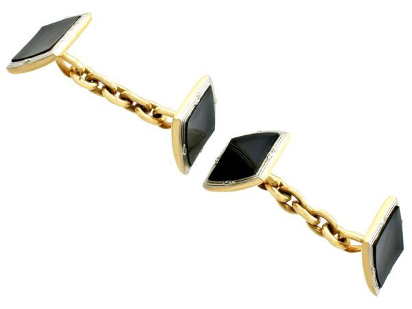 Art Deco onyx cufflinks in gold and platinum