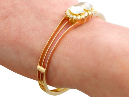 Moonstone bangle on writst