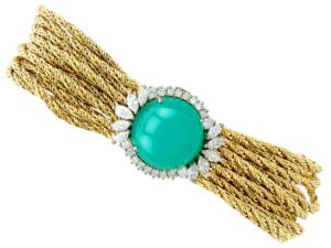 Vintage Chrysoprase and Yellow Gold Bracelet