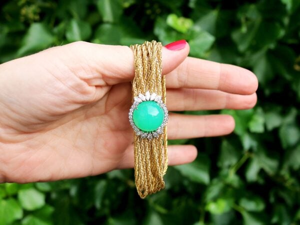 Chrysoprase and Diamond Bracelet Outside