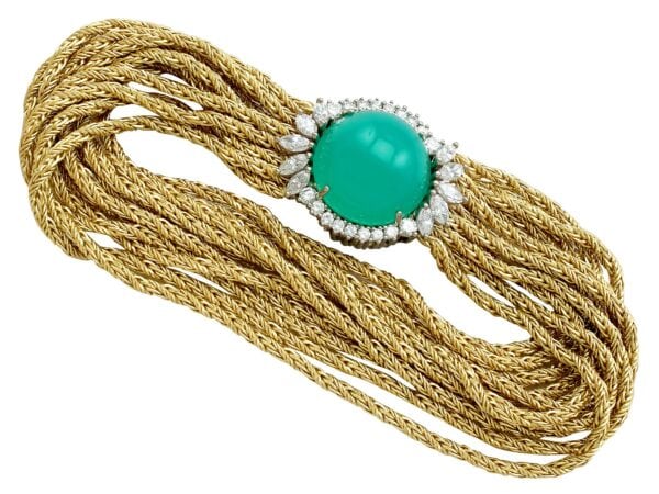 Vintage Chrysoprase Diamond Bracelet