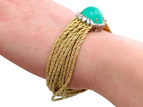 Close Up Wearing Chrysoprase Diamond Bracelet