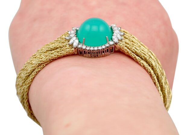Chrysoprase Gemstone Close Up On Wrist