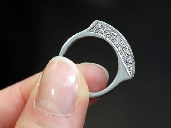 Unusual Half Eternity Ring in White Gold