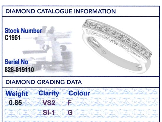 Unusual Half Eternity Ring in White Gold grading card