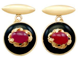 vintage ruby and onyx cufflinks