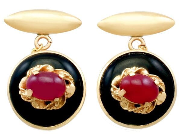 vintage ruby and onyx cufflinks