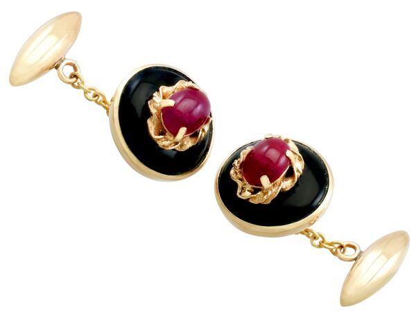 gold ruby and onyx cufflinks