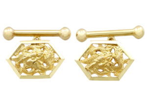 Antique Chinese 18ct Yellow Gold Dragon Cufflinks