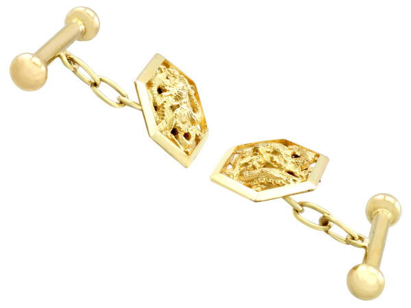yellow gold Chinese dragon cufflinks