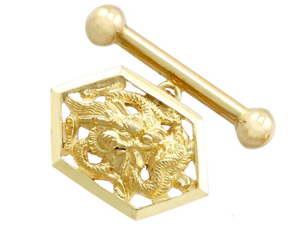 gold Chinese dragon cufflink