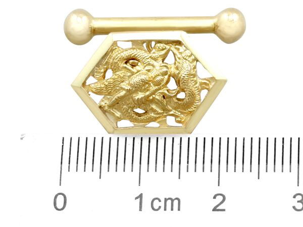 size of gold Chinese dragon cufflink