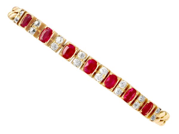 Antique Ruby Diamond Yellow Gold Bracelet