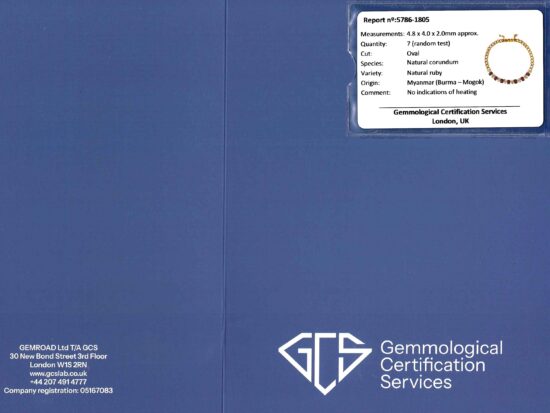 ruby and diamond bracelet certificate