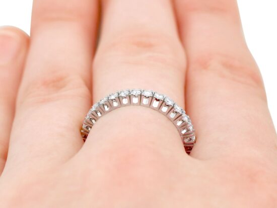 18ct White Gold Full Eternity Ring on finger