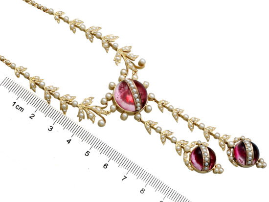 Antique Pearl and Crystal Necklace size
