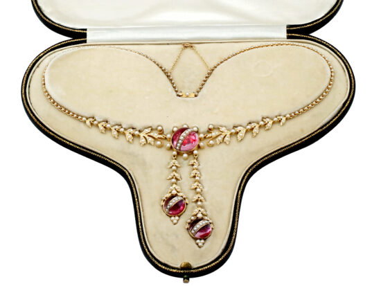 Antique Pearl and Crystal Necklace boxed