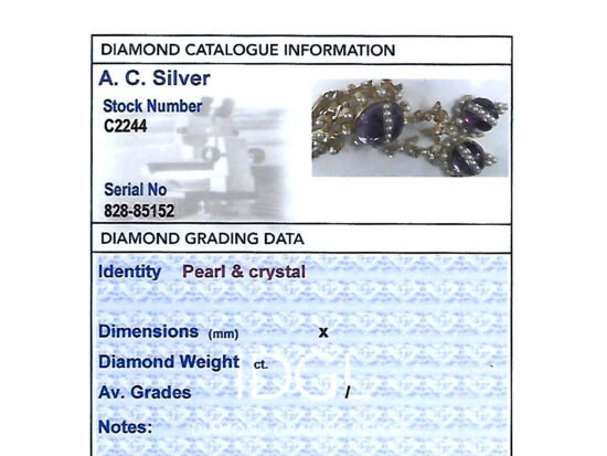 Antique Pearl and Crystal Necklace grading card