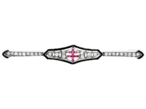 Antique Diamond and Ruby Bar Brooch