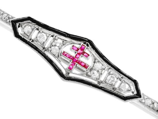 Antique Diamond and Ruby Bar Brooch