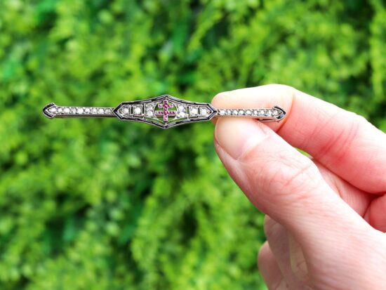 ruby and diamond brooch outside