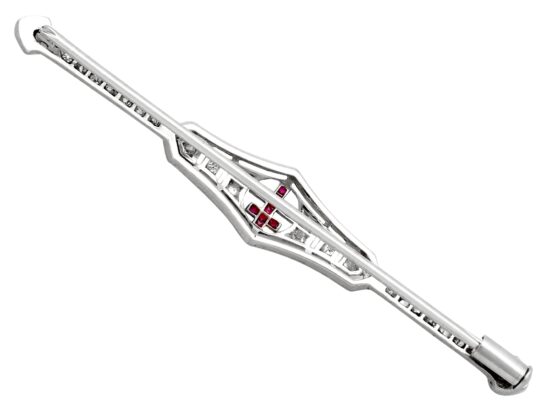 Antique Diamond and Ruby Bar Brooch setting