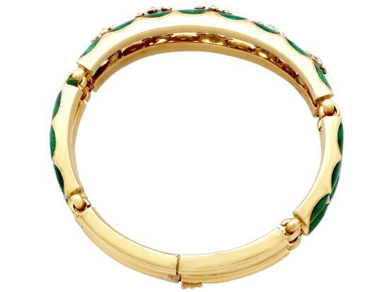 Diamond Ruby Enamel Gold Bangle