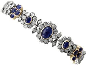Antique French Sapphire Diamond Yellow Gold Bracelet