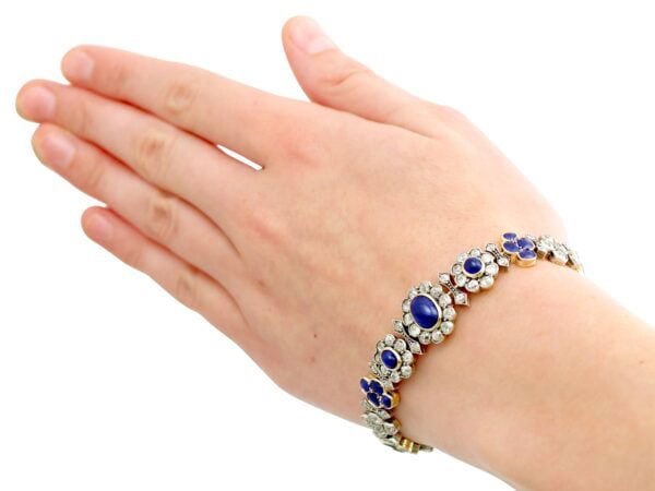 Sapphire Diamond Yellow Gold Bracelet On Wrist