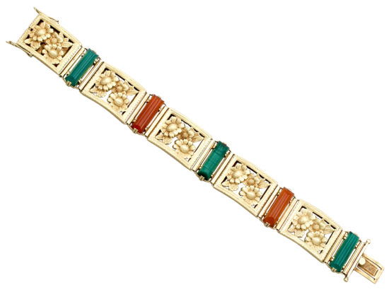 Antique Gold Malachite Bracelet Front