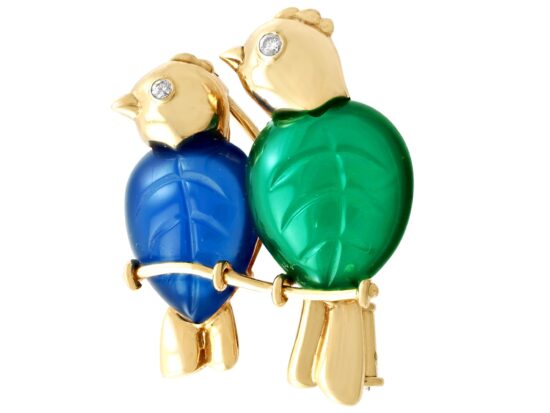 Cartier Agate Diamond Brooch