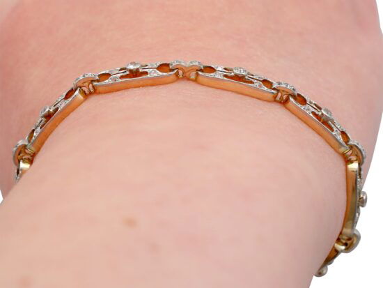 Antique Diamond Bracelet Worn Close Up