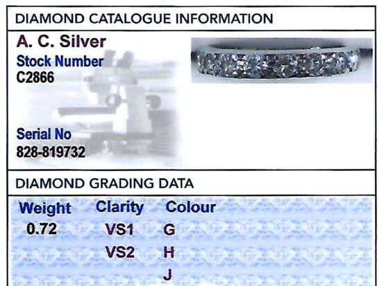 Vintage Diamond Half Eternity Ring grading card